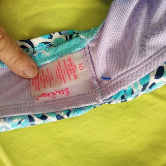 Lilly Pulitzer Bikini Lagoon Sarong Light Aqua Spritz Swimsuit top 8, bottom 10 - Picture 8 of 8